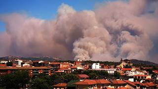 Luftaufnahmen zeigen ausbreitende Waldbrände in der Region Madrid
