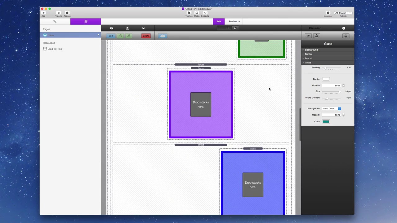 Glass Stack for RapidWeaver