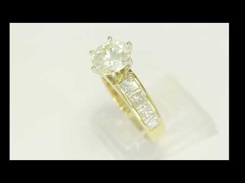 Diamond Engagement Ring 3.70CT 18K YG 2.10CT Round Brilliant Size 6 - 31747