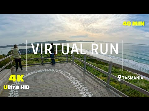Virtual Run Beach Islands & Ocean Views 4K - Running Video - Virtual Scenery - Tasmania