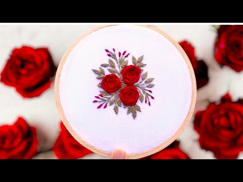 Easy Hand Embroidery: Simple Floral Bunch for Mini Hoop | Woven Rose Floral Bunch | Artometry