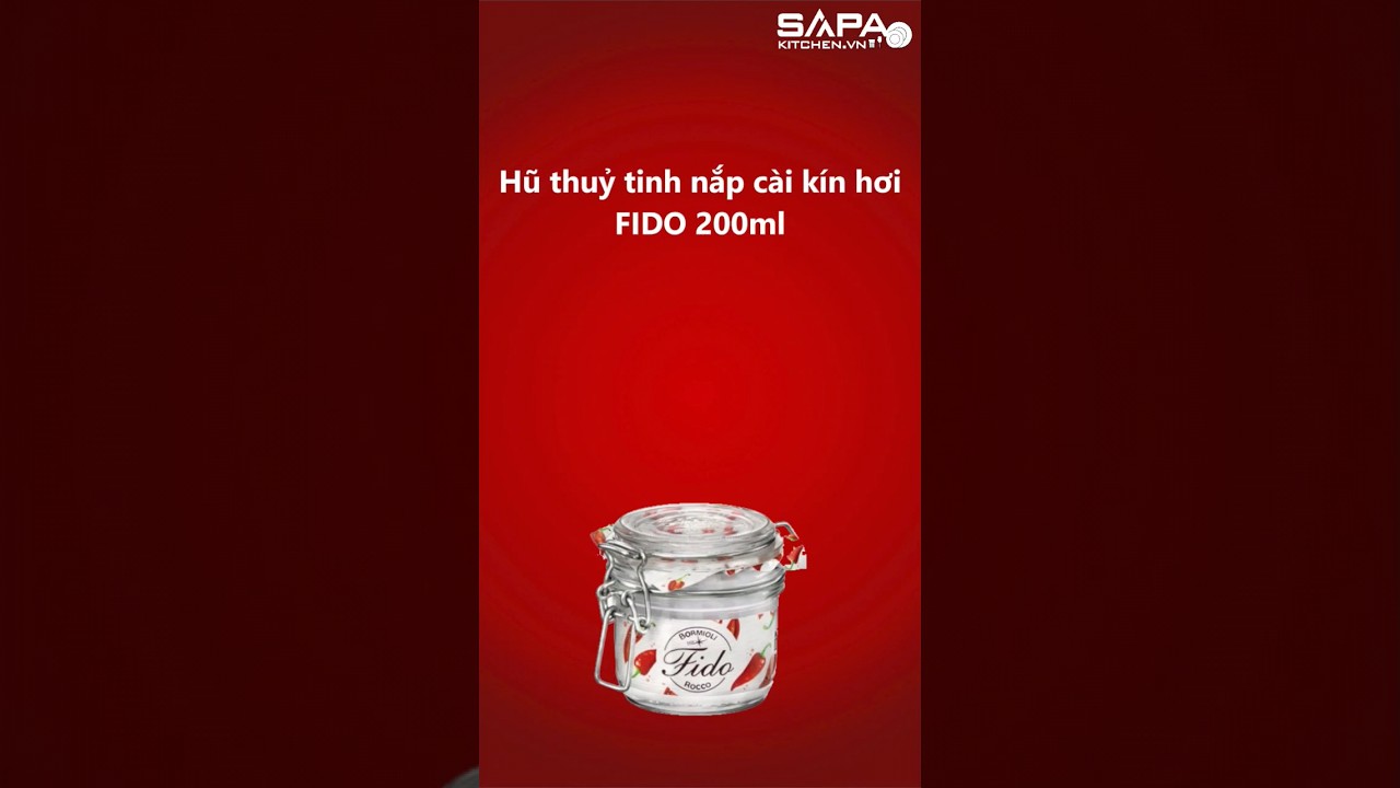 Hũ thủy tinh nắp cài kín hơi Fido 200ml