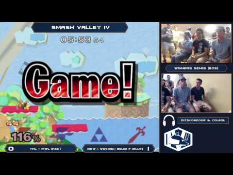 Smash Valley IV Melee Doubles - TRL + MWL (Red) vs iBDW + Swedish Delight (Blue) – Winners Semis