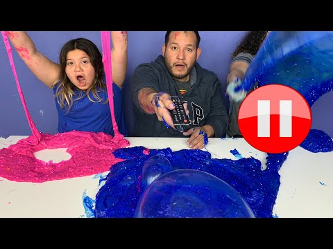 Pause Challenge - Pause Slime Challenge with Our Dad! Video