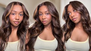 THE PERFECT ESPRESSO BROWN WIG WITH HIGHLIGHTS 🤎✨| Glueless Wig Install | Ft. Unice Hair Amazon