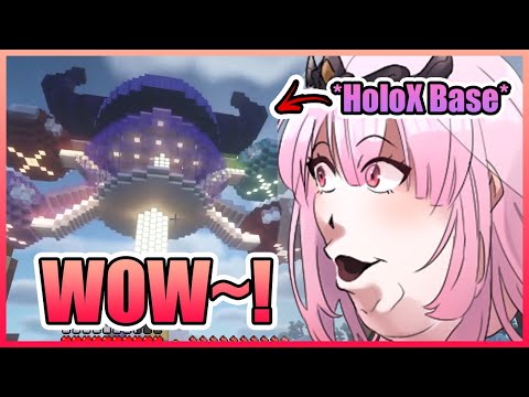 Calli From the Minecraft Stone Age Reacts To HoloX's High-Tech Alien Like Base【Hololive】