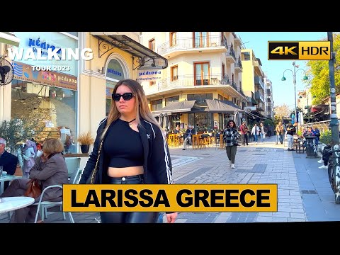 LARISSA, GREECE 🇬🇷 Walking Tour - City Ambient Sounds [With Subtitles 4K HDR]
