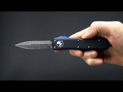 DMC HAWK acute ③ Microtech UTX-85 Signature Series Damascus D/E Blue Titanium