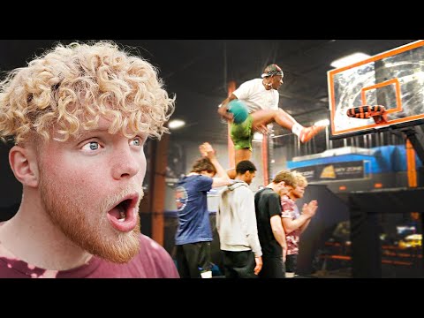 Trampoline Dunk Contest VS Pro Dunkers At Sky Zone!