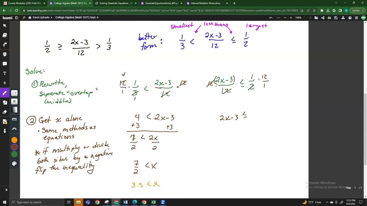 Lecture Notes   Week 3 inequalities, interval notation, absolute value