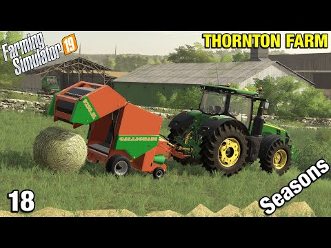 BALING THE HAY, DIFFERENT BALES Thornton Farm Timelapse - FS19 Ep 18