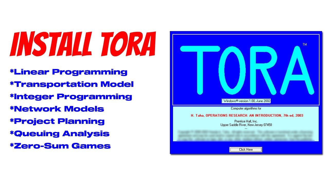 How To Install TORA (Linear Programing Software)