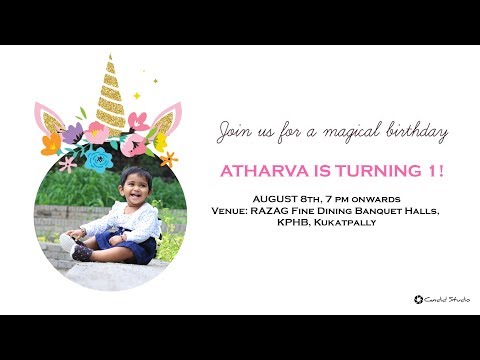 Atharva Preshoot Cake Smash 1st birthday invitation - Candid Studio