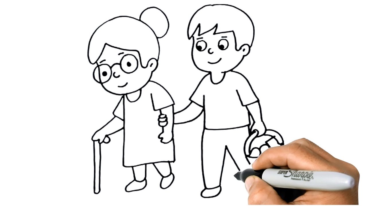 Putar video How to DRAW a BOY Helping Grandma Easy Step by Step sekarang How to DRAW a BOY Helping Grandma Easy Step by Step