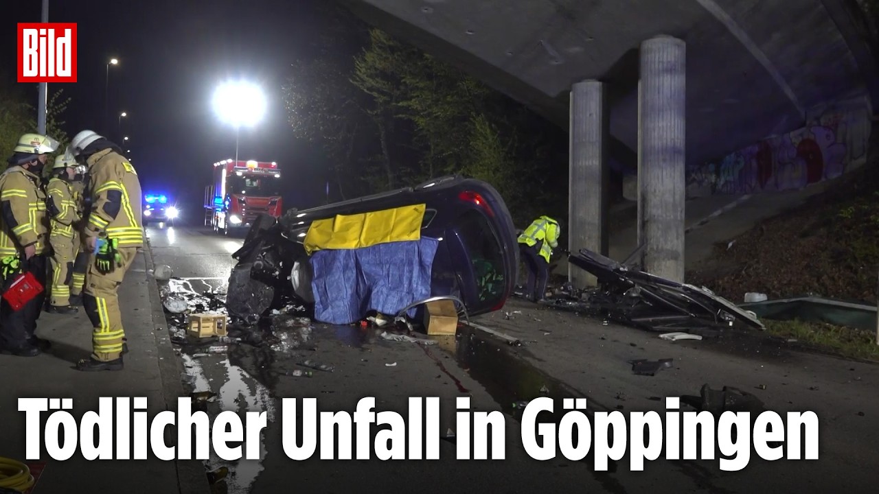 Tödlicher Unfall in Göppingen: VW prallt gegen Brückenpfeiler