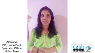 BANK PO Achiever | Aiswarya | Union Bank | Pride of us | Cubit Academy