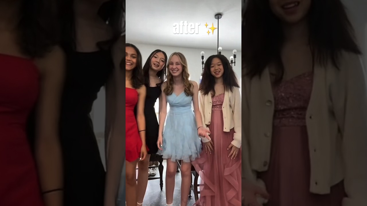 before & after our last middle school dance! 🪩🩷 #school #dance #shorts