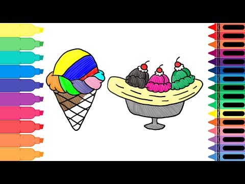 How to Draw Rainbow Ice Cream - Simple Drawings for Kids Art Colors for Kids - Tanimated Toys