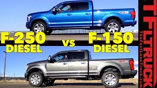 Which One Is Faster? 2018 Ford F150 vs F250 Diesel Mashup Review