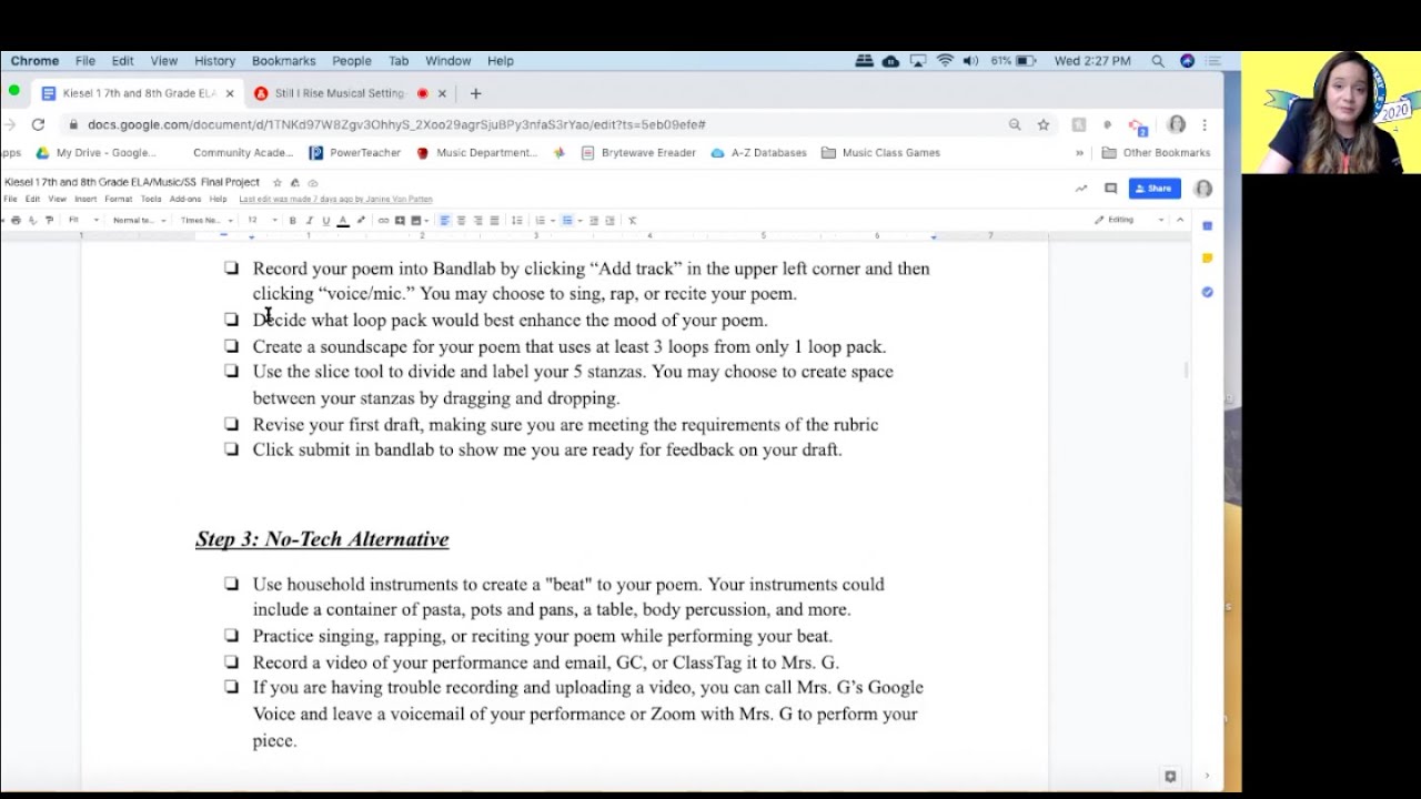 Final Project Lesson: Rubric and Example