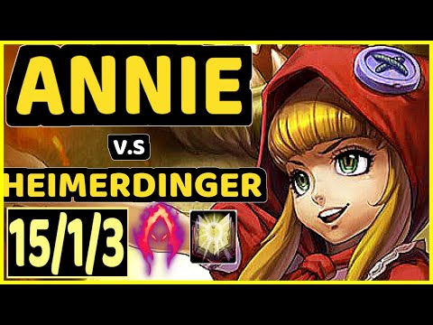 ANNIE BOT (ANNIE) vs HEIMERDINGER - QUADRAKILL 15/1/3 KDA MID GAMEPLAY - NA Ranked GRANDMASTER