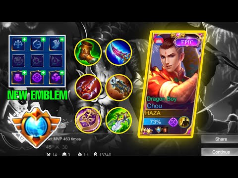 CHOU TOP GLOBAL NEW EMBLEM AND BUILD SET | NEW META GAMEPLAY  2022 - MLBB