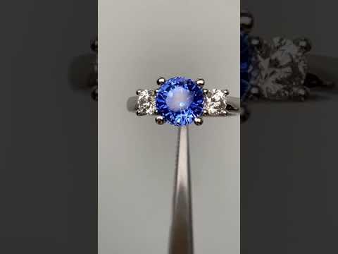 Flawless vivid blue Ceylon sapphire diamond ring Platinum sunlight Only