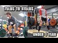 1 YEAR DEADLIFT TRANSFORMATION 75lbs 415lbs