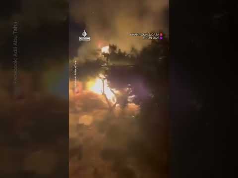 Israeli strike kills two, setting tents ablaze in humanitarian corridor of Gaza | AJ #shorts