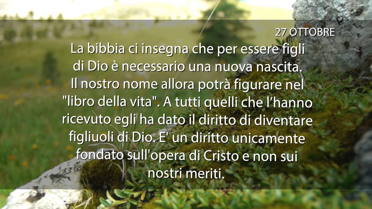 Meditazione del 27 Ottobre 2018 “NUOVA NASCITA”