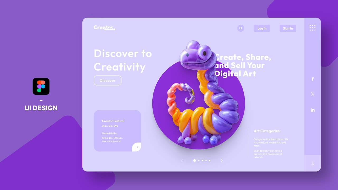 Digital Art Creator Website UI Design in Figma: Interactive UX Tutorial