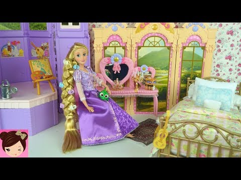 Barbie Rapunzel Bedroom Morning Routine - Disney Princess Doll Bedroom