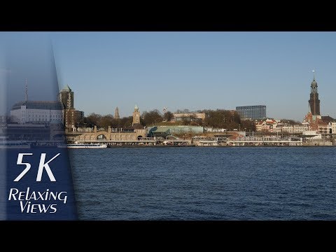 5K UHD Relaxing Video: Hamburg, Germany - Harbour And City Views From Steinwerder