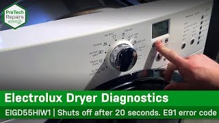 Electrolux Frigidare Dryer — Shuts Off After 20 Seconds — Diagnostic & Repair