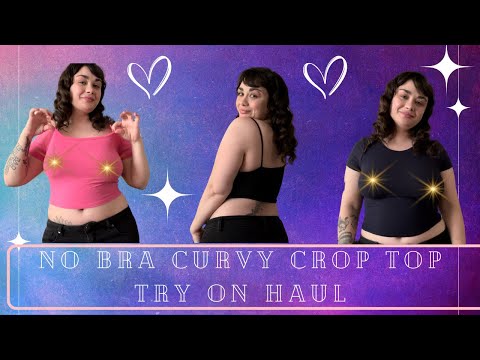 [4K] Curvy Girl | NO Bra | Crop Top Sheer Try On Haul |