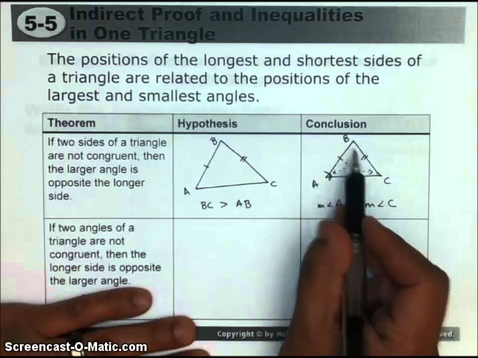 5 5 Indirect Proof and Inequalities in One Triangle