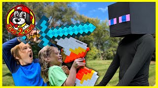 Download lagu MINECRAFT IN REAL LIFE - KIDS BATTLE AN ENDERMAN & ENDER DRAGON! mp3