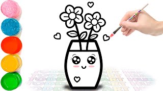 How to Draw a Cute Flower Vase Step by Step | Easy Flower Drawing for Kids & Beginners