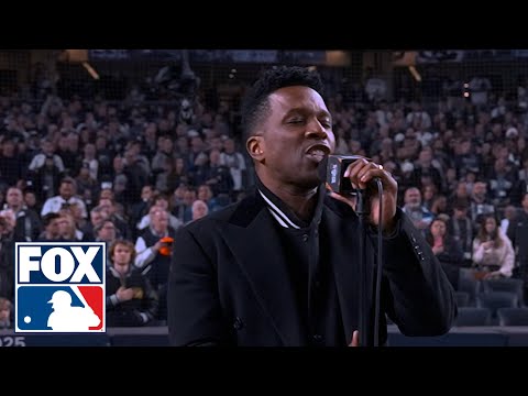 Leslie Odom Jr. performs the National Anthem ahead of Dodgers vs. Yankees Game 3 | MLB on FOX