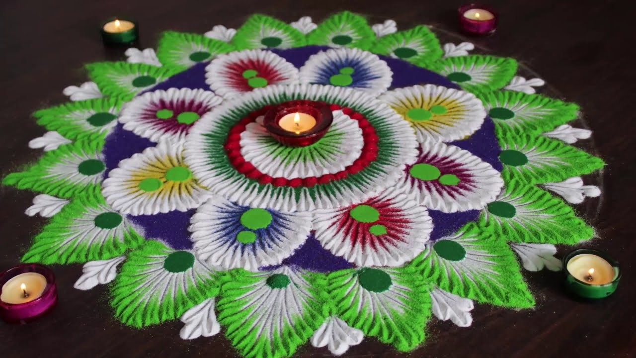 beautiful flower rangoli design by shital daga