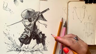 Drawing a Samurai Body with Pencil | Step-by-Step Tutorial
