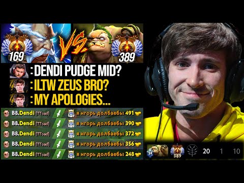 How To Mid Like Dendi - [20 Kills] DENDI Pudge Vs Rank 169 ILTW Zeus Mid | Pudge Official