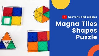 Shapes and colours preschool activity for 3 year olds with Magna Tiles
