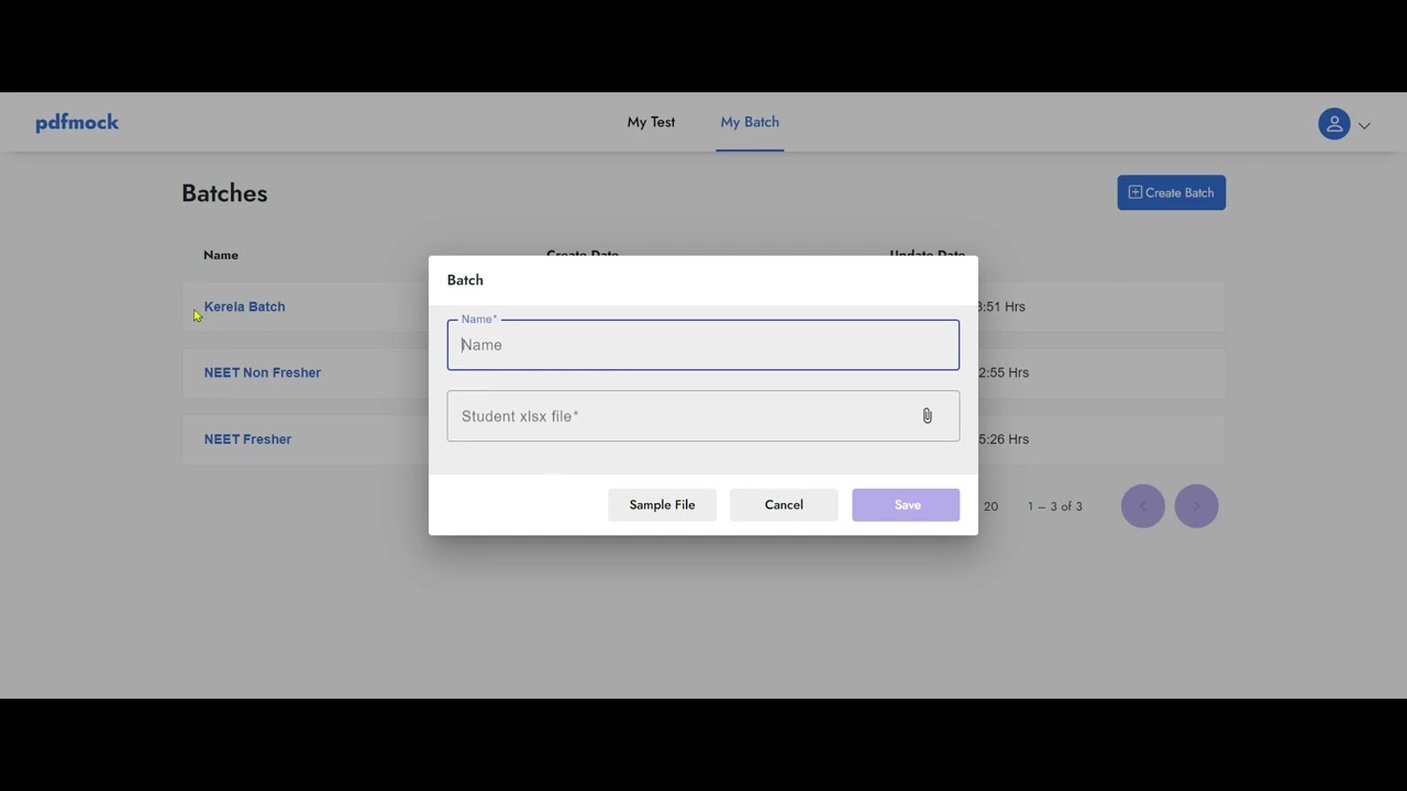 Teacher  Create a batch https://pdfmock.com/home