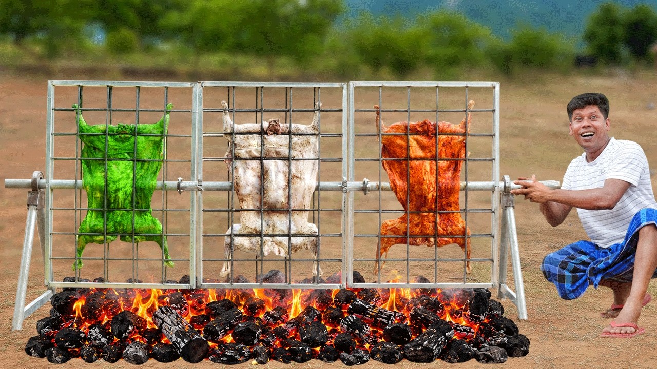 MUTTON CHARCOAL | 3 Variety Masala Mutton Charcoal Recipe |  Whole Goat BBQ