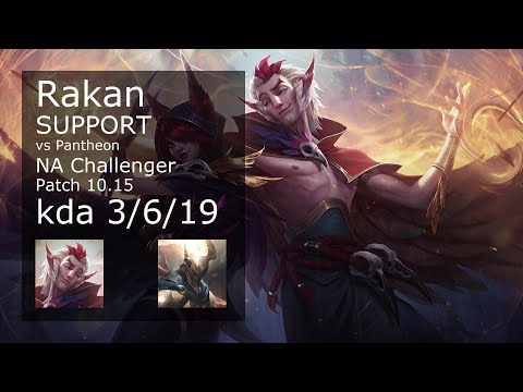 Rakan Support vs Pantheon - NA Challenger 3/6/19 Patch 10.15 Gameplay