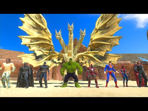 GHIDORAH VS THE AVENGERS - Animal Revolt Battle Simulator