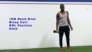 1DB Bend Over Bicep Curl RDL Position Hold