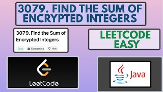 YouTube video 'Leetcode | 3079. Find the Sum of Encrypted Integers | Easy | Java Solution'