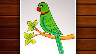 Parrot Drawing || How to Draw Parrot Step by Step for Beginners || Bird Drawing Colour.